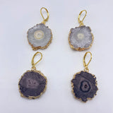 Quartz Geode Druzy Earrings Crystal Stainless Steel French Dangle Earrings