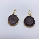 Quartz Geode Druzy Earrings Crystal Stainless Steel French Dangle Earrings