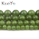 Natural Canada Green Jades Stone Beads Round Loose Spacer Beads 7.5 Inch