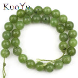 Natural Canada Green Jades Stone Beads Round Loose Spacer Beads 7.5 Inch