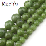 Natural Canada Green Jades Stone Beads Round Loose Spacer Beads 7.5 Inch