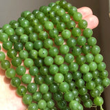 Natural Canada Green Jades Stone Beads Round Loose Spacer Beads 7.5 Inch