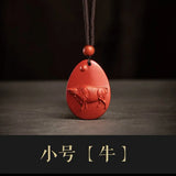 Natural Cinnabar Pendant Red Sand Zodiac Necklace Pendant