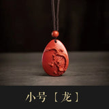 Natural Cinnabar Pendant Red Sand Zodiac Necklace Pendant