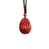 Natural Cinnabar Pendant Red Sand Zodiac Necklace Pendant