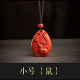 Natural Cinnabar Pendant Red Sand Zodiac Necklace Pendant