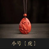 Natural Cinnabar Pendant Red Sand Zodiac Necklace Pendant