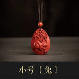 Natural Cinnabar Pendant Red Sand Zodiac Necklace Pendant