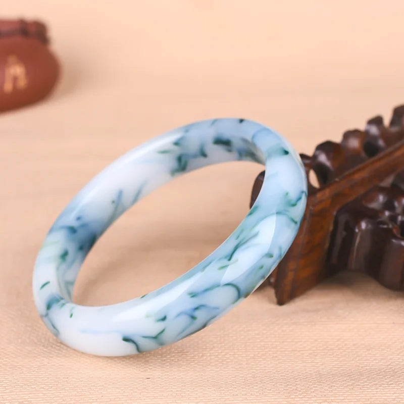 Natural Jade Bracelet Bangle Hand-Carved Charm Jewelry for Men Women Luck
