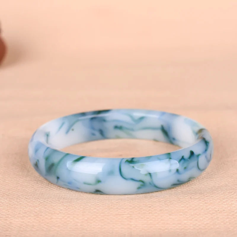 Natural Jade Bracelet Bangle Hand-Carved Charm Jewelry for Men Women Luck