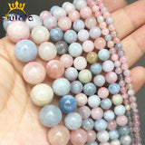 Natural Colorful Morganite Stone Beads Round Loose Beads 4-12mm