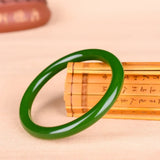 Green Jade Bracelet Bangle Chinese Jadeite Hand-Carved Charm