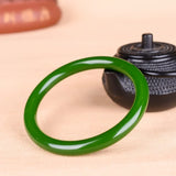 Green Jade Bracelet Bangle Chinese Jadeite Hand-Carved Charm