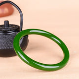 Green Jade Bracelet Bangle Chinese Jadeite Hand-Carved Charm