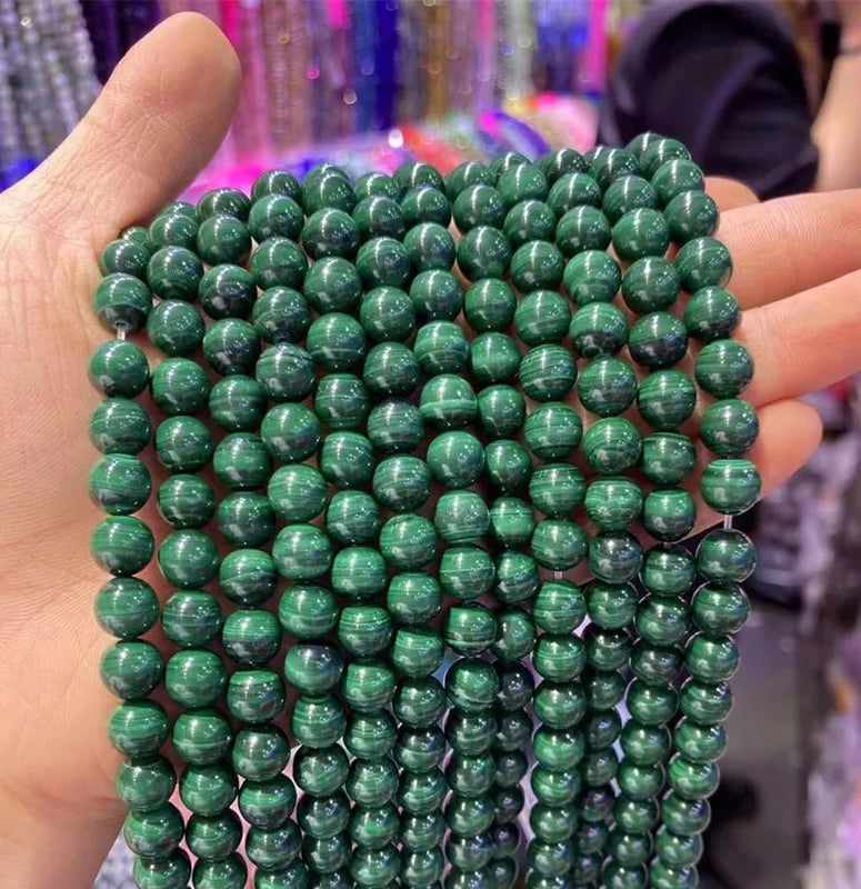Natural Malachite Gem Round Stone Beads for Jewelry Making