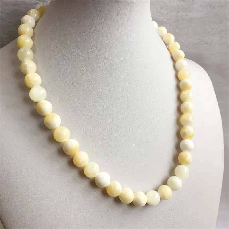 Orange Yellow Calcite Necklace Round Beaded Gemstone 4/6/8/10/12mm