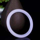 Purple Jade Bangle Round Bracelet Hand-Carved Charm Jewelry
