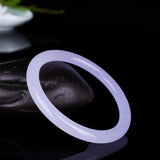 Purple Jade Bangle Round Bracelet Hand-Carved Charm Jewelry