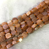 Raw Sunstone Flat Square Cube Smooth Beads for Jewelry