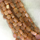 Raw Sunstone Flat Square Cube Smooth Beads for Jewelry