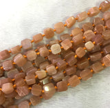 Raw Sunstone Flat Square Cube Smooth Beads for Jewelry