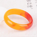 Red Yellow Jade Bracelet Bangle Hand-Carved Jadeite Charm Jewelry