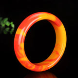 Red Yellow Jade Bracelet Bangle Hand-Carved Jadeite Charm Jewelry