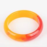 Red Yellow Jade Bracelet Bangle Hand-Carved Jadeite Charm Jewelry