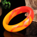 Red Yellow Jade Bracelet Bangle Hand-Carved Jadeite Charm Jewelry