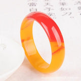 Red Yellow Jade Bracelet Bangle Hand-Carved Jadeite Charm Jewelry