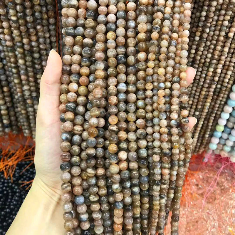 Natural Stone Beads Mix Moonstone Sunstone Round Loose Beads 15''