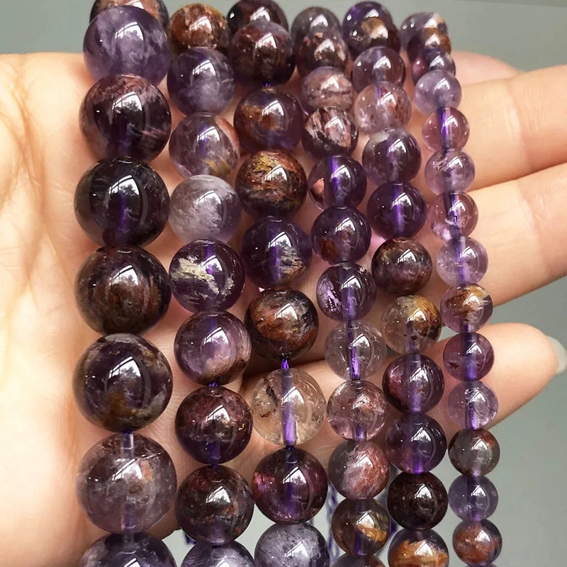 Purple Ghost Quartz Round Stone Beads for Jewelry Making