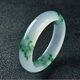 Green Jade Bracelet Bangle Hand-Carved Jadeite Charm Amulet Men Women Lucky