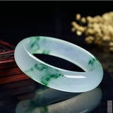 Green Jade Bracelet Bangle Hand-Carved Jadeite Charm Amulet Men Women Lucky