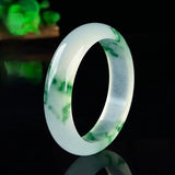 Green Jade Bracelet Bangle Hand-Carved Jadeite Charm Amulet Men Women Lucky
