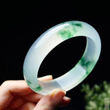 Green Jade Bracelet Bangle Hand-Carved Jadeite Charm Amulet Men Women Lucky