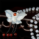 Chalcedony Butterfly Pendant Jade Necklace Sweater Chain Women's Jade Pendant