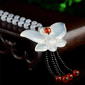 Chalcedony Butterfly Pendant Jade Necklace Sweater Chain Women's Jade Pendant