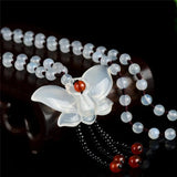 Chalcedony Butterfly Pendant Jade Necklace Sweater Chain Women's Jade Pendant