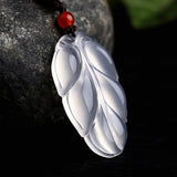 Natural Ice Chalcedony Double-Sided Leaf Pendant, Industrial Charm