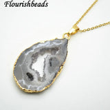 Natural Geode Drusy Agate Stone Pendant Jewelry Supplies