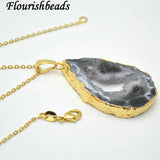 Natural Geode Drusy Agate Stone Pendant Jewelry Supplies