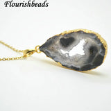 Natural Geode Drusy Agate Stone Pendant Jewelry Supplies