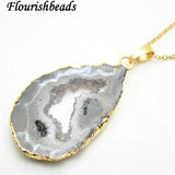 Natural Geode Drusy Agate Stone Pendant Jewelry Supplies