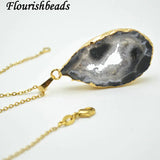 Natural Geode Drusy Agate Stone Pendant Jewelry Supplies