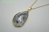 Natural Geode Drusy Agate Stone Pendant Jewelry Supplies