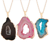 Geodo Stone Pendant Necklace Healing Crystal Reiki Chakra Jewelry