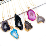 Geodo Stone Pendant Necklace Healing Crystal Reiki Chakra Jewelry