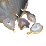 Geodo Stone Pendant Necklace Healing Crystal Reiki Chakra Jewelry