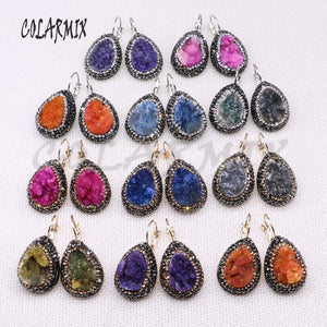 Colorful Geometric Stone Earrings for Women